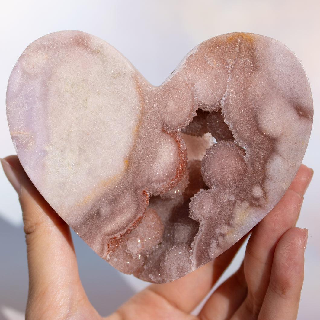 Bubbly Orbicular Druzy Pink Amethyst Heart