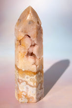 Load image into Gallery viewer, BEAUTIFUL Druzy Filled Orbicular Pink Amethyst Tower
