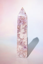 Load image into Gallery viewer, Pink Amethyst x Flower Agate Tower with Purple Druzy
