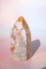 Load image into Gallery viewer, Unique Orbicular Pink Amethyst Tower with Orange Druzy
