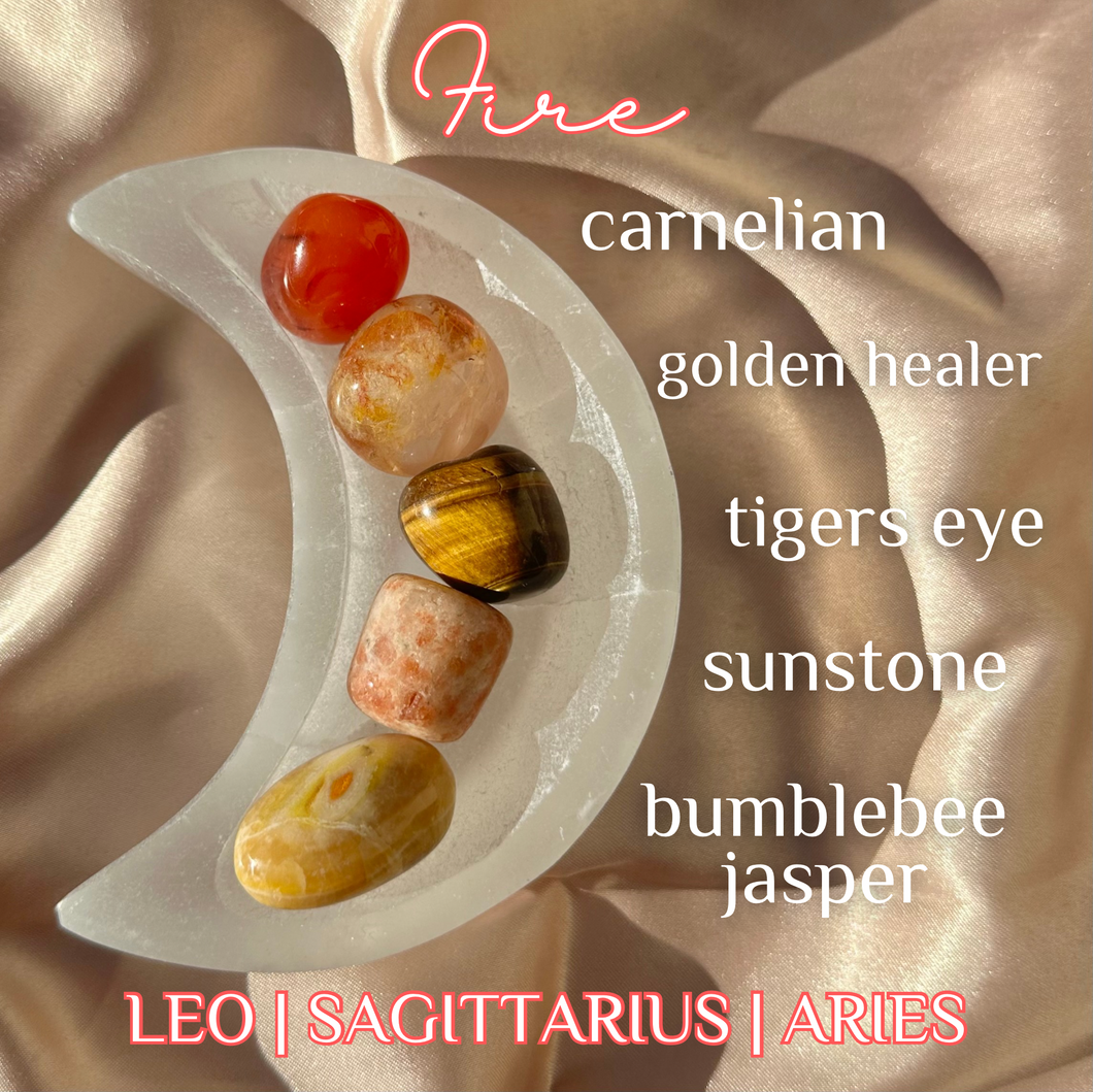 Zodiac Crystal Bundle | Add-On Selenite Moon Bowl