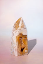 Load image into Gallery viewer, Unique Orbicular Pink Amethyst Tower with Orange Druzy
