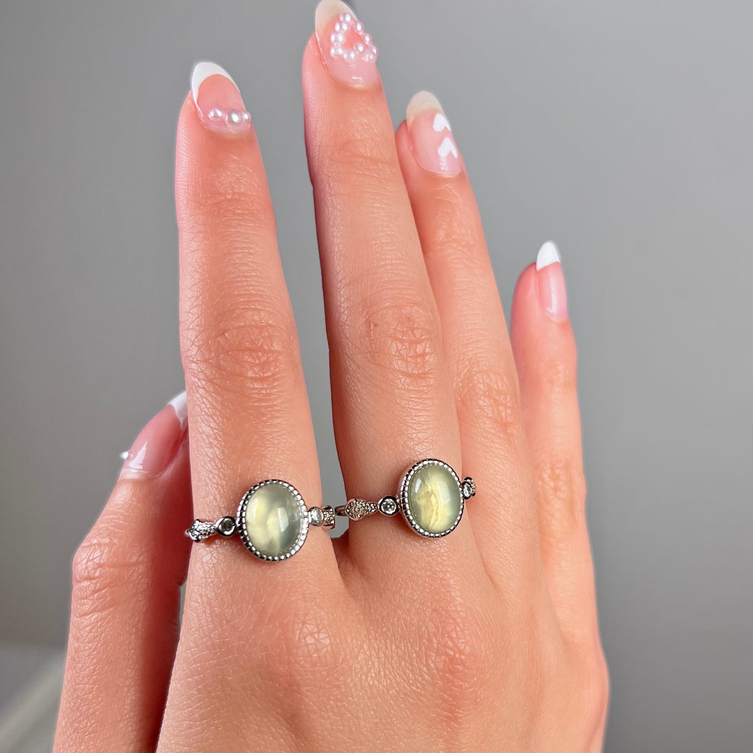 Prehnite Ring | Sterling Silver & Adjustable